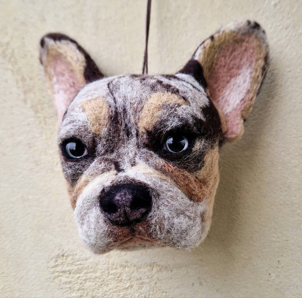 Custom 3D Needle Felted Pet Portrait Head Dog Replica Memorial Ornament