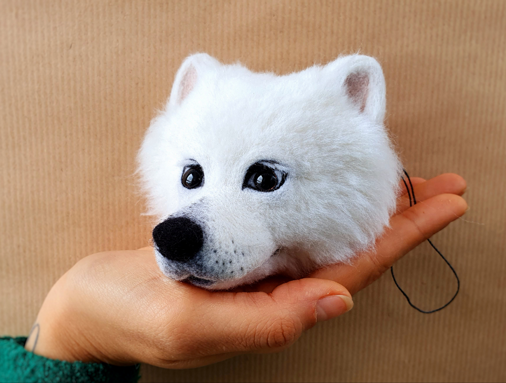 Custom 3D Needle Felted Pet Portrait Head Dog Replica Memorial Ornament