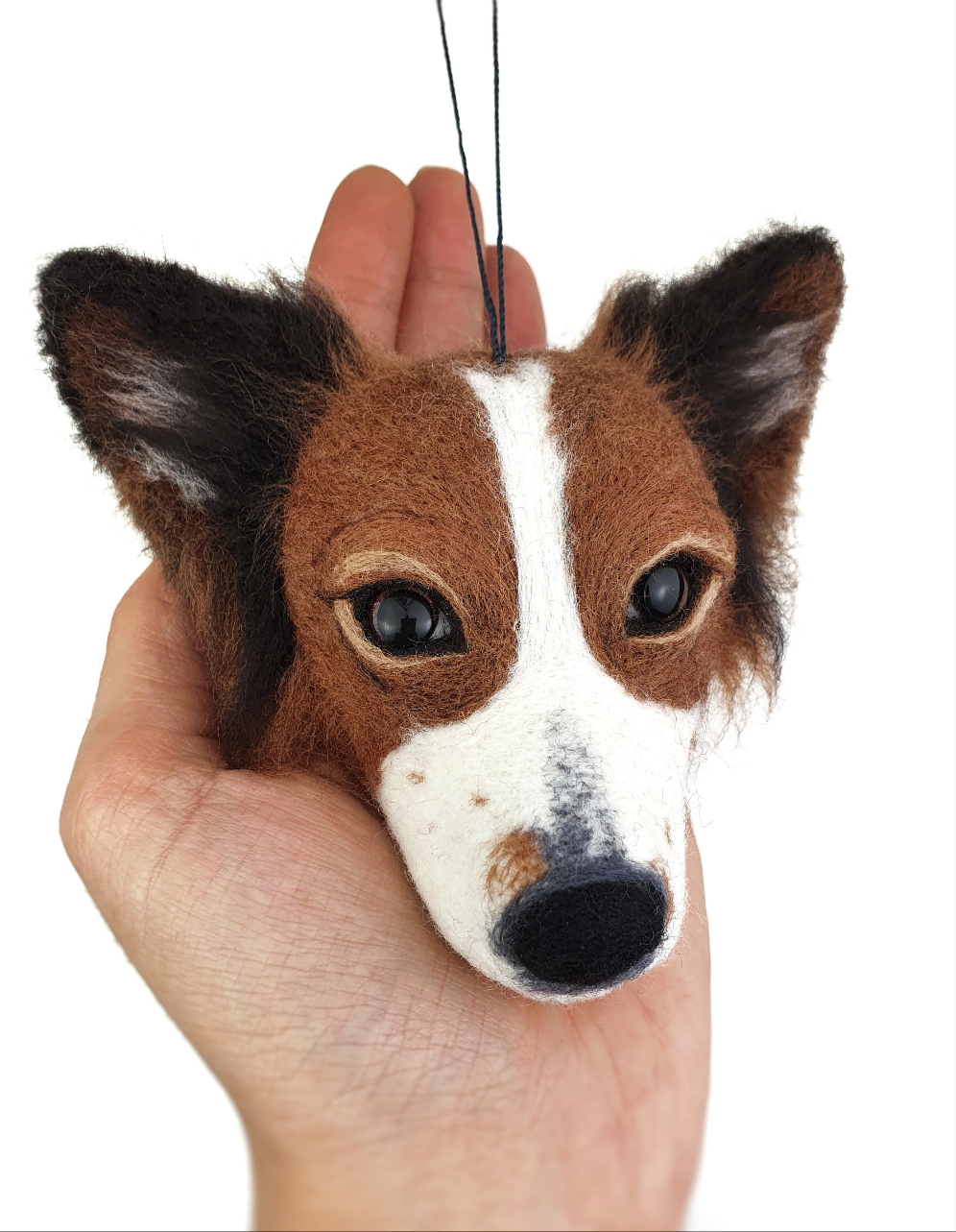 Custom 3D Needle Felted Pet Portrait Head Dog Replica Memorial Ornament