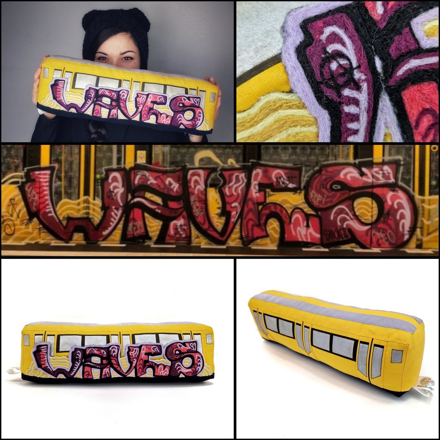 Custom Cushion Graffiti Train made to order